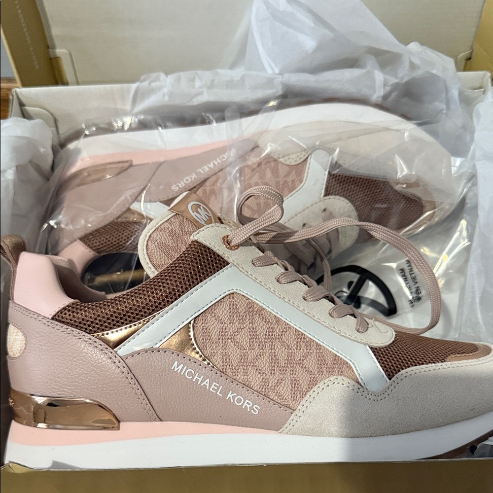 NEW Michael Kors Pink and White Sneakers